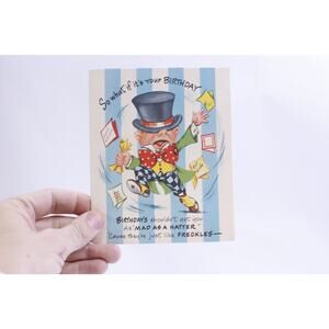 Funny Little Mad Man with Freckles, Birthday, Greeting Card, Folding, Paper,